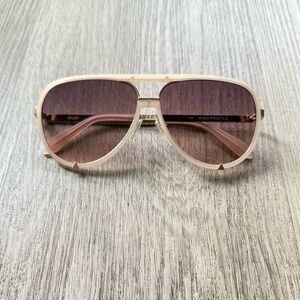 quay australia high profile clear white & gold aviator sunglasses eyewear NEW